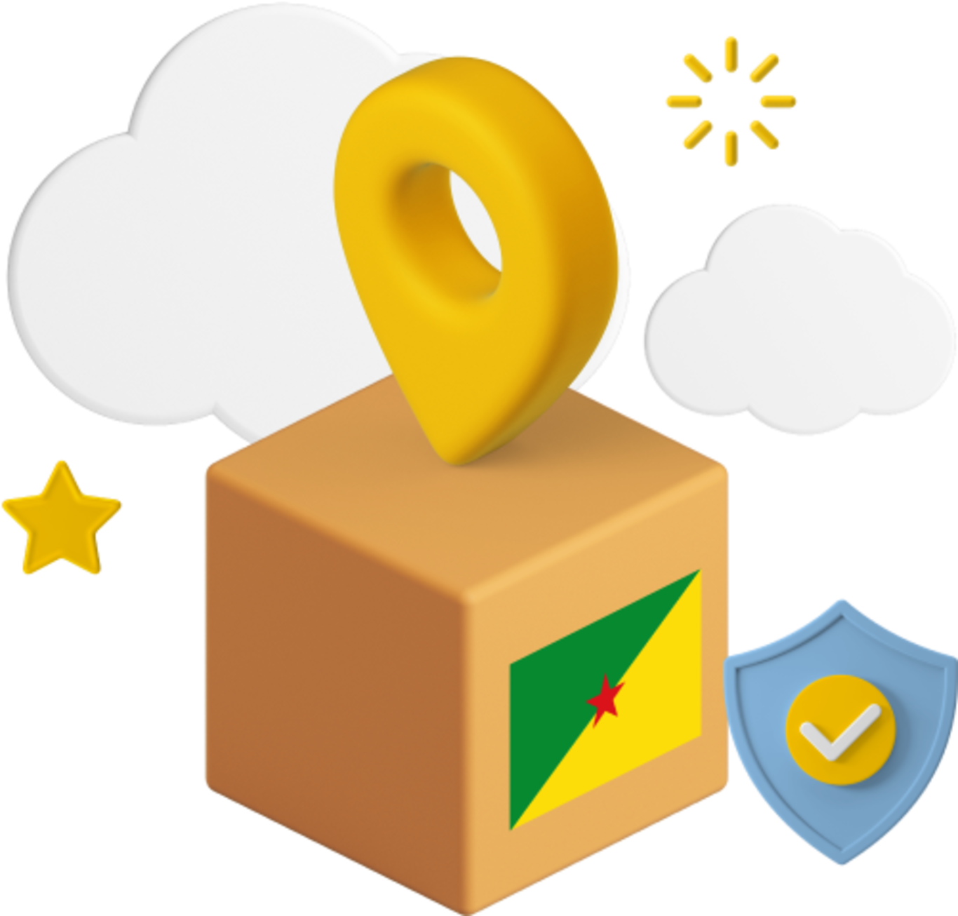 French Guiana flag on parcel box graphic