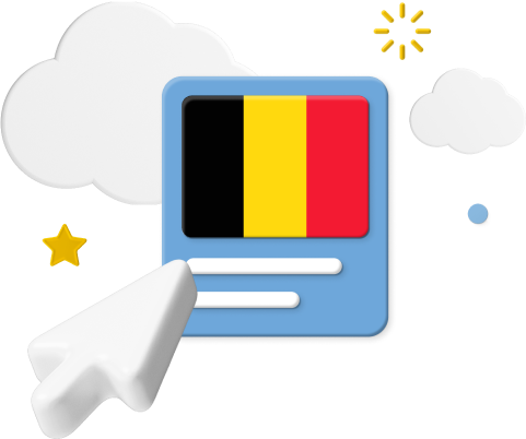 Belgium flag with cursor and icons