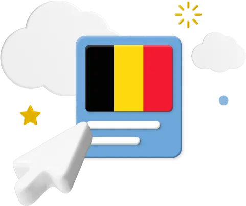 Belgium flag with cursor and icons