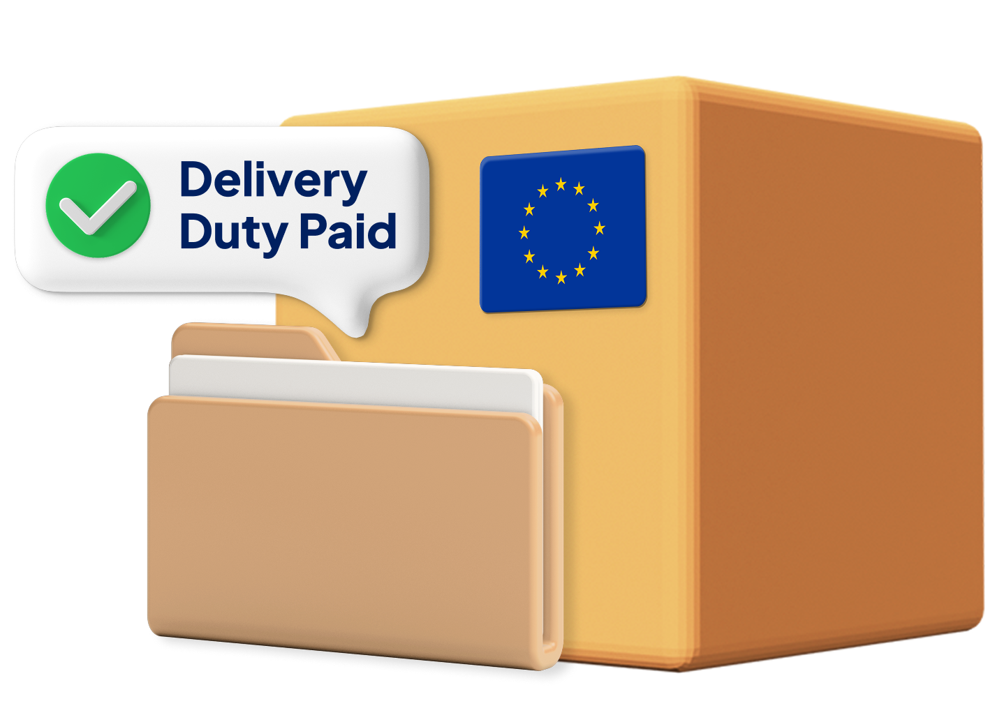 Box and letter graphic with DDP label