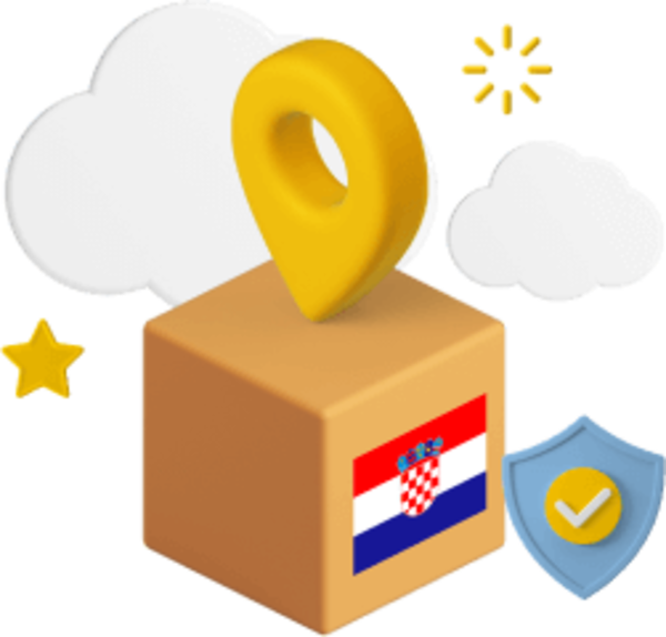 Box with Croatian flag on
