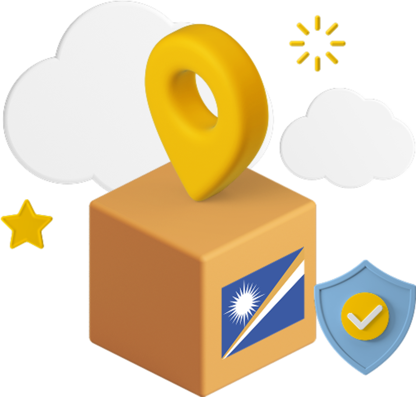Marshall Islands flag on parcel box graphic