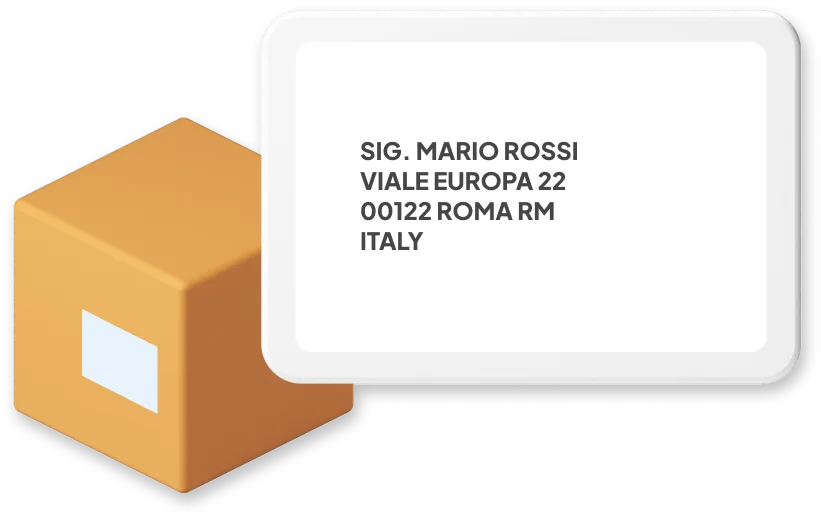 Box with Italian address example