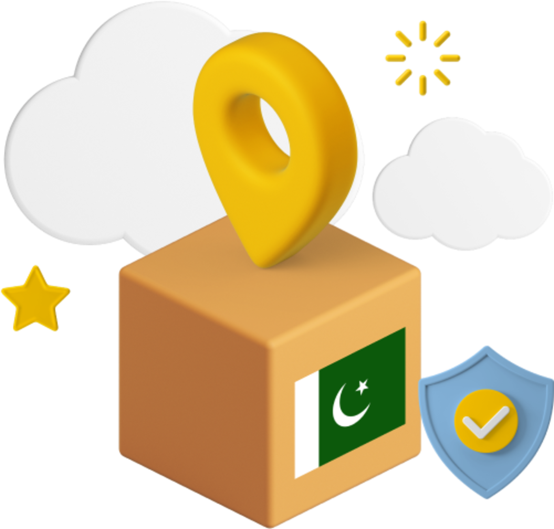 Pakistani flag on box
