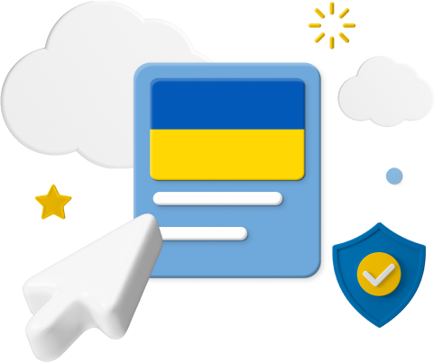 Ukraine flag with icons