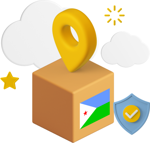 Djibouti flag on parcel box graphic.
