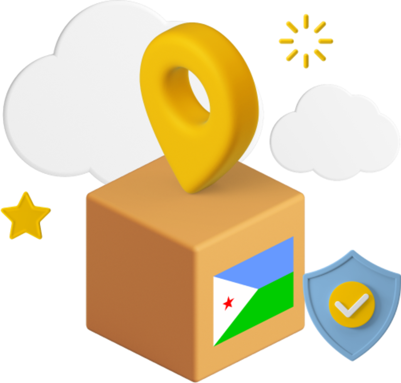 Djibouti flag on parcel box graphic.