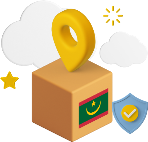 Mauritania flag on parcel box graphic
