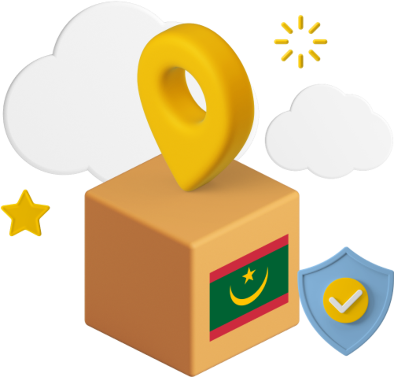 Mauritania flag on parcel box graphic