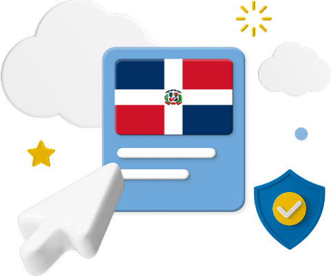 Dominican Republic flag on webpage graphic