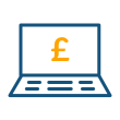 Laptop with money graphic