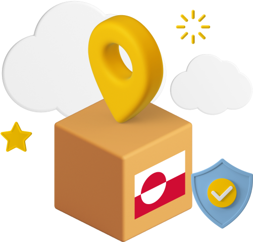 Greenland flag on parcel box graphic