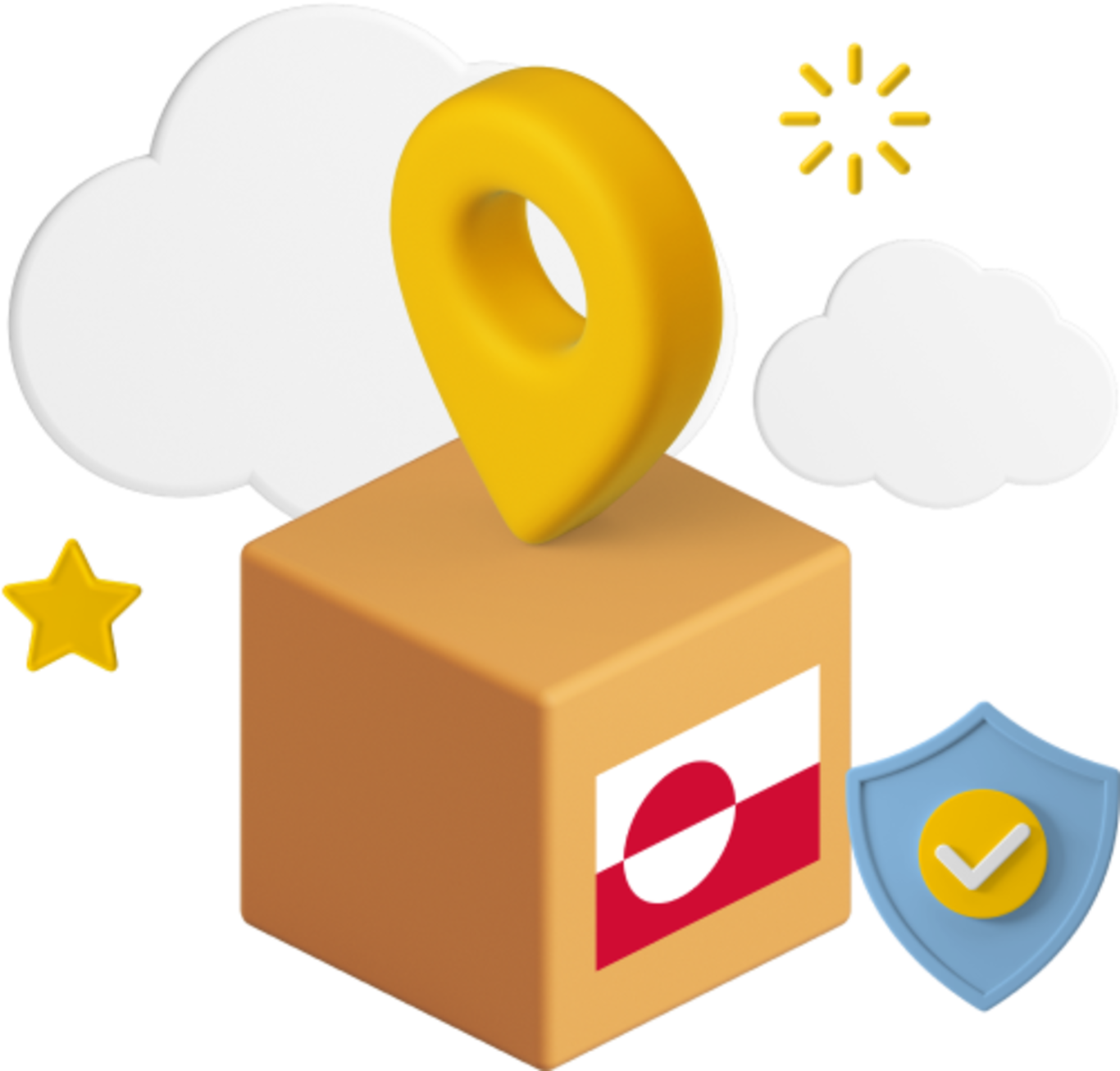 Greenland flag on parcel box graphic
