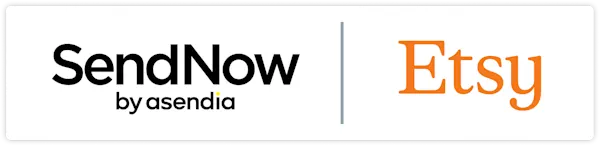 Send Now by Asendia & Etsy co-branded logo