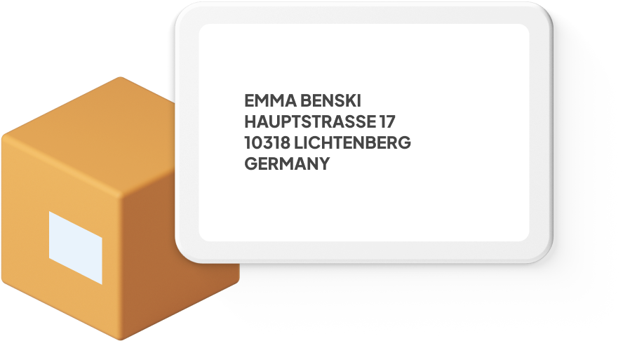 Box with Germany address example