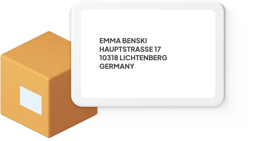 Box with Germany address example