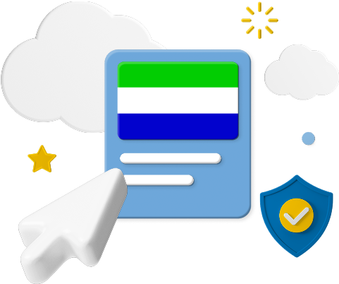 Sierra Leone flag on box with cloud and cursor graphics