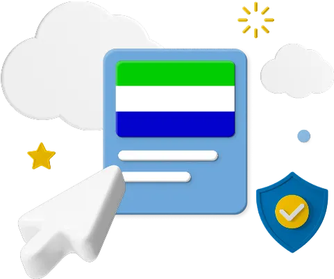 Sierra Leone flag on box with cloud and cursor graphics