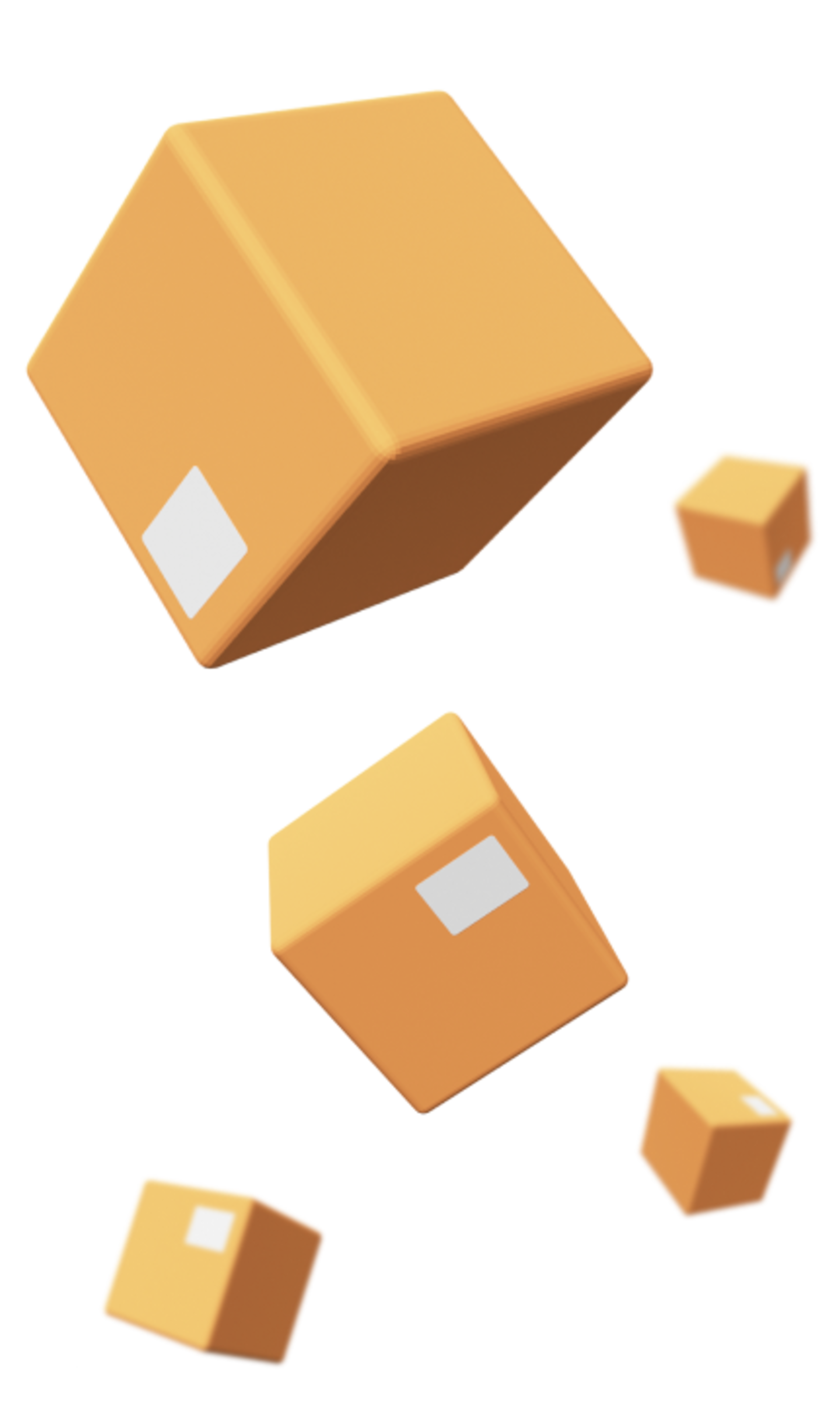 Large and small floating animated boxes