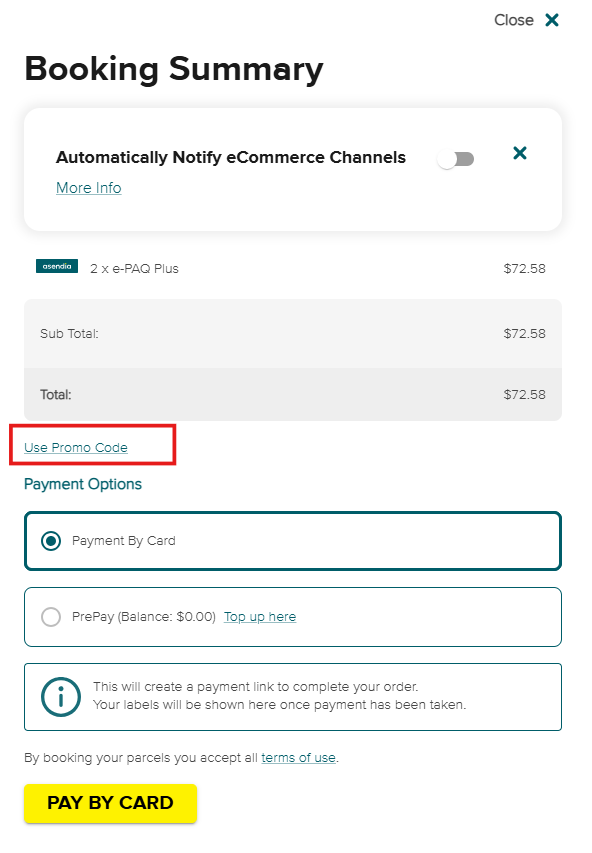 Using a Promo Code - SendNow by Asendia