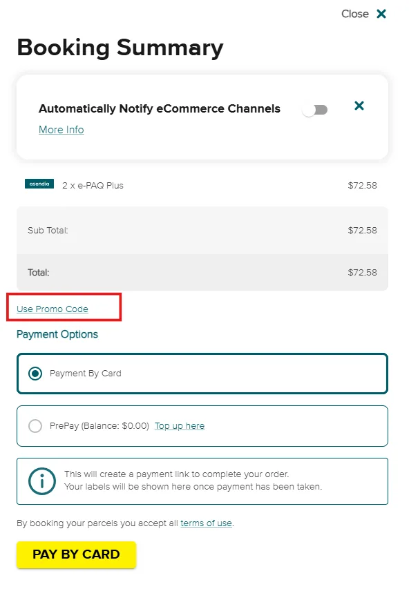 Using a Promo Code - SendNow by Asendia