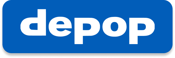 Depop logo in blue scale