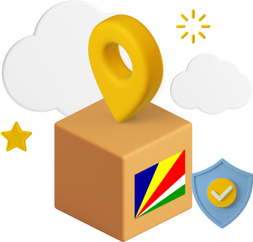 Seychelles flag on parcel box graphic.