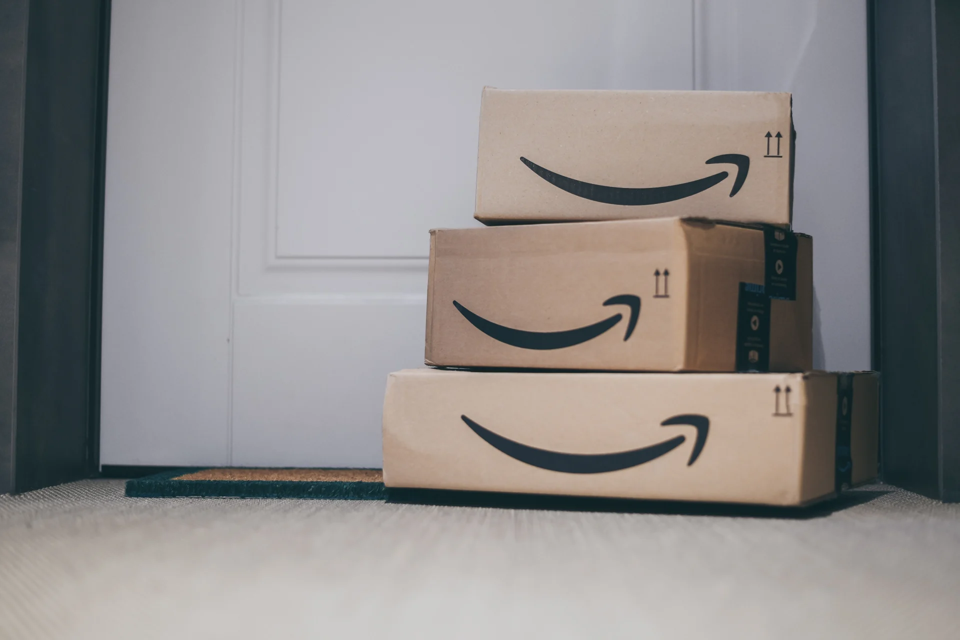 Amazon parcels outside a door