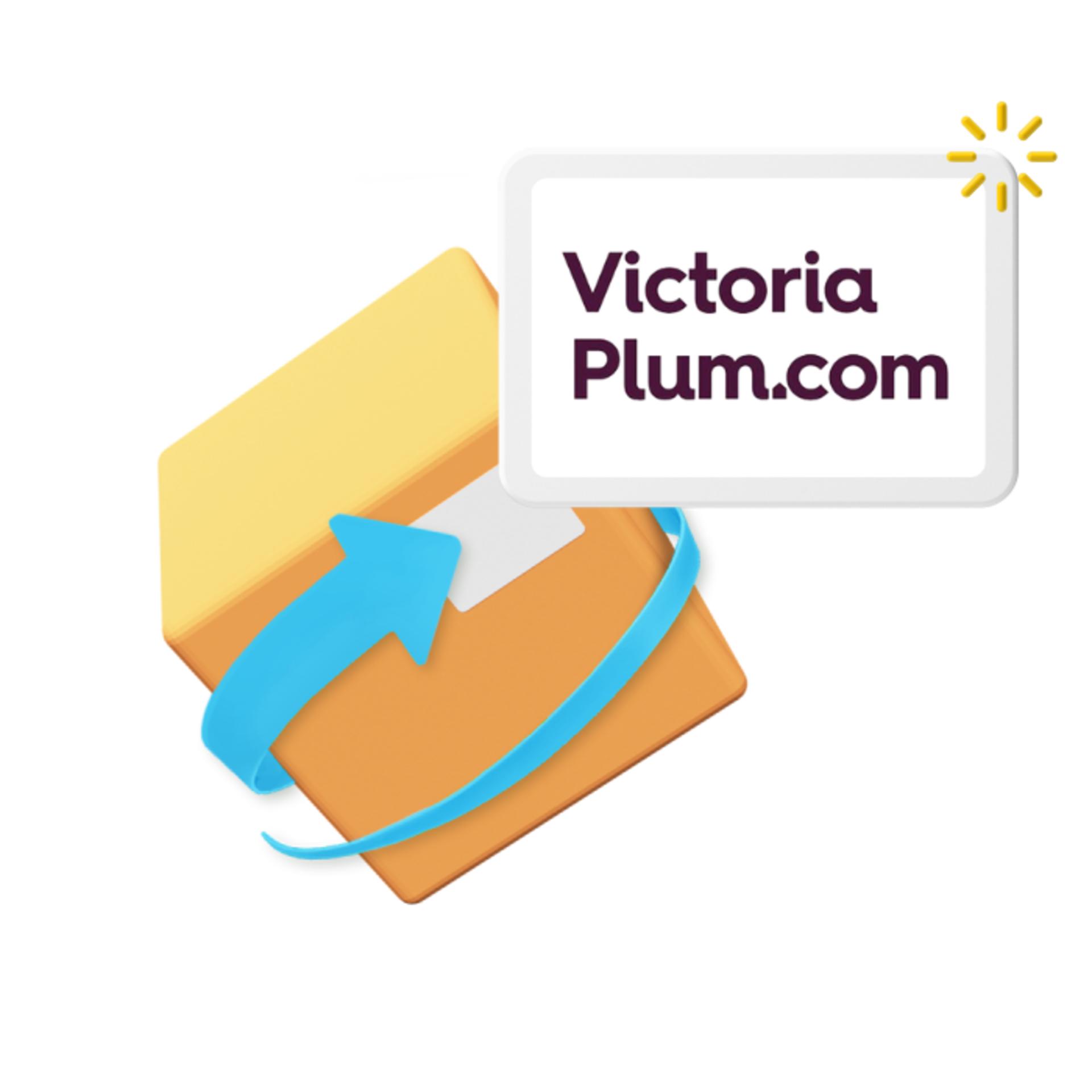 Victoria Plum logo with parcel graphic