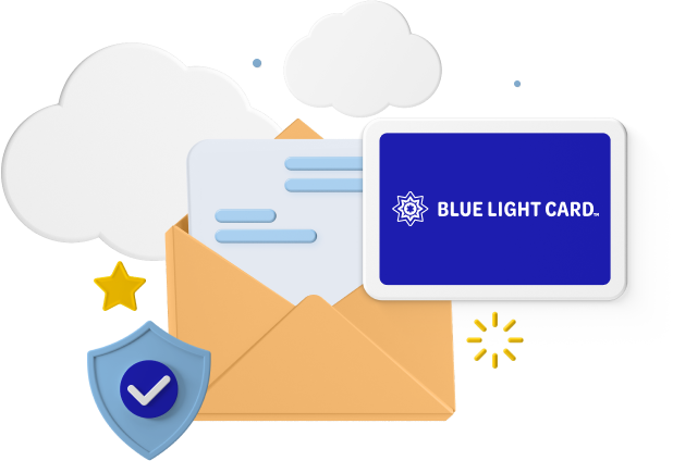 Animated letter with Blue Light Card logo