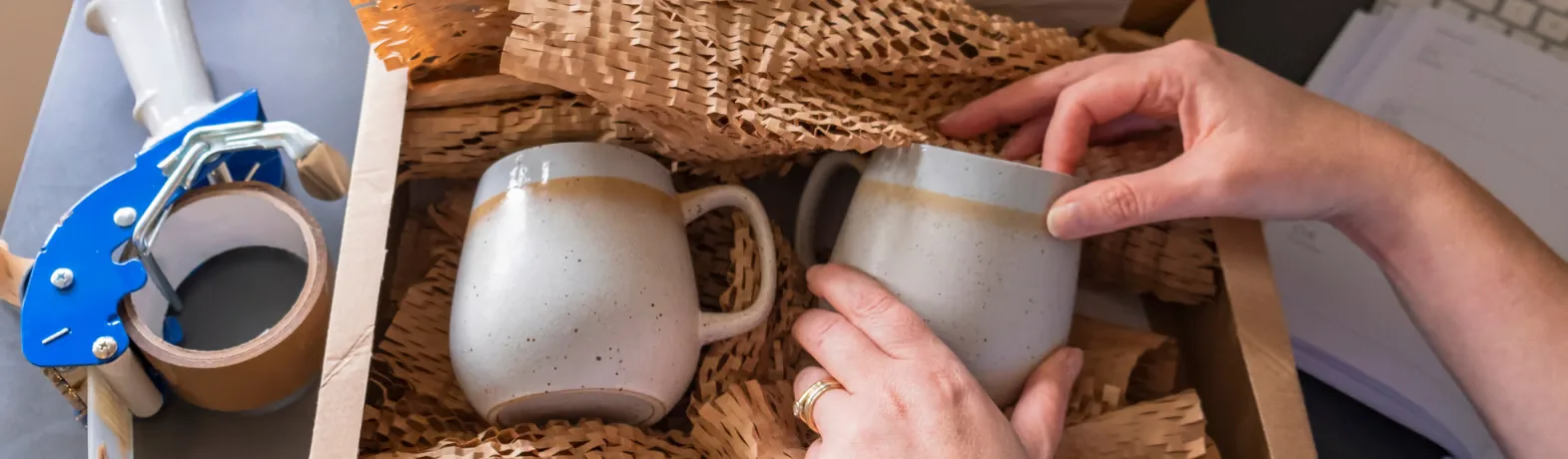 person with eco friendly packaging