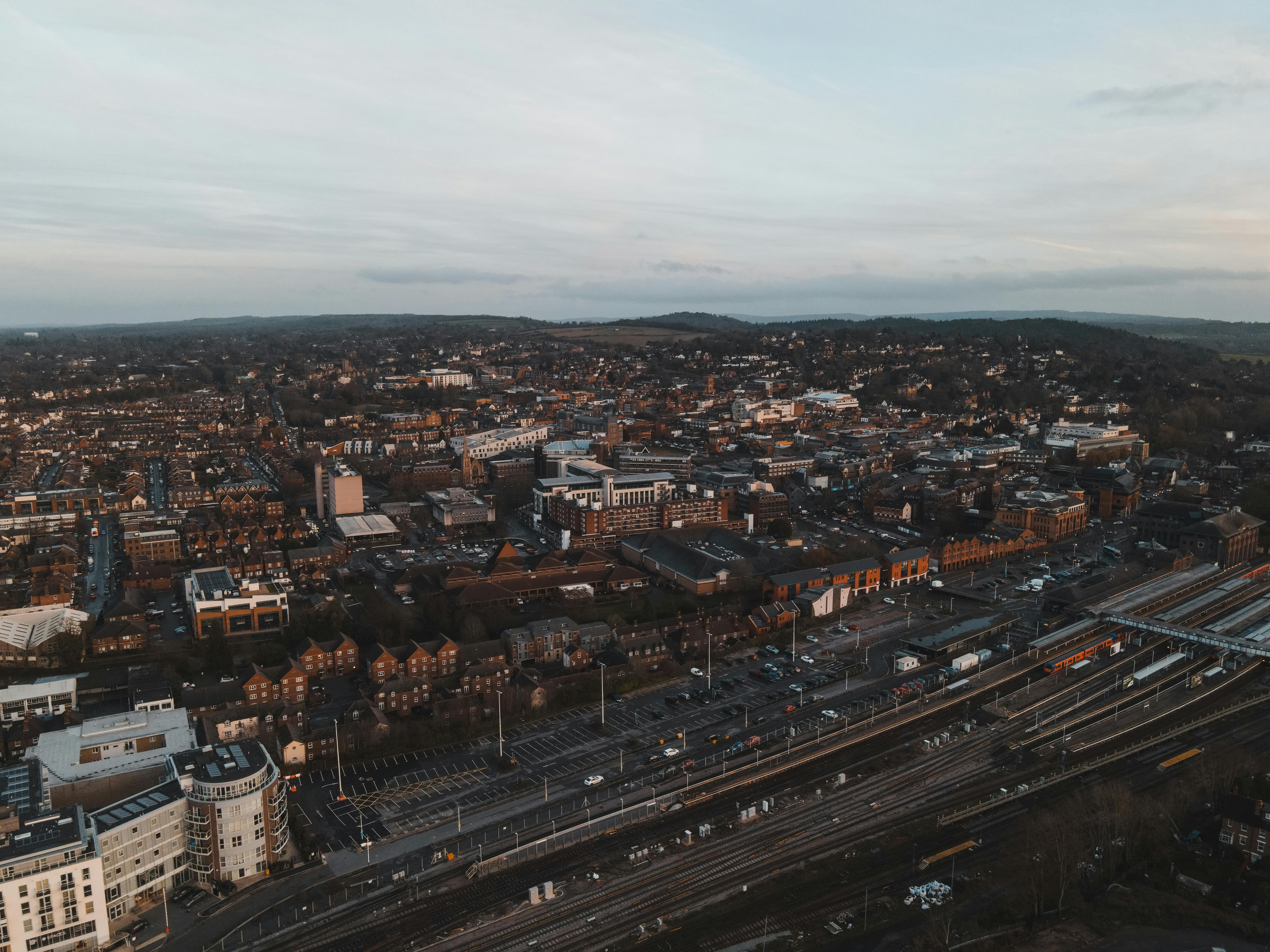 Birds eye view over Guildford City Centre