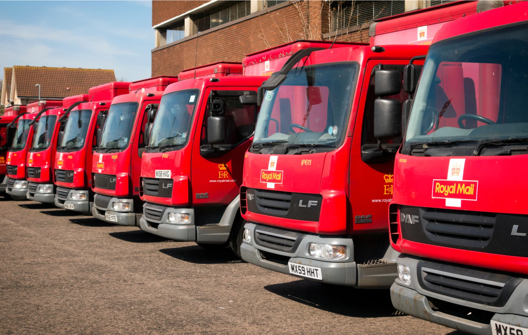 Royal mail courier lorry depot