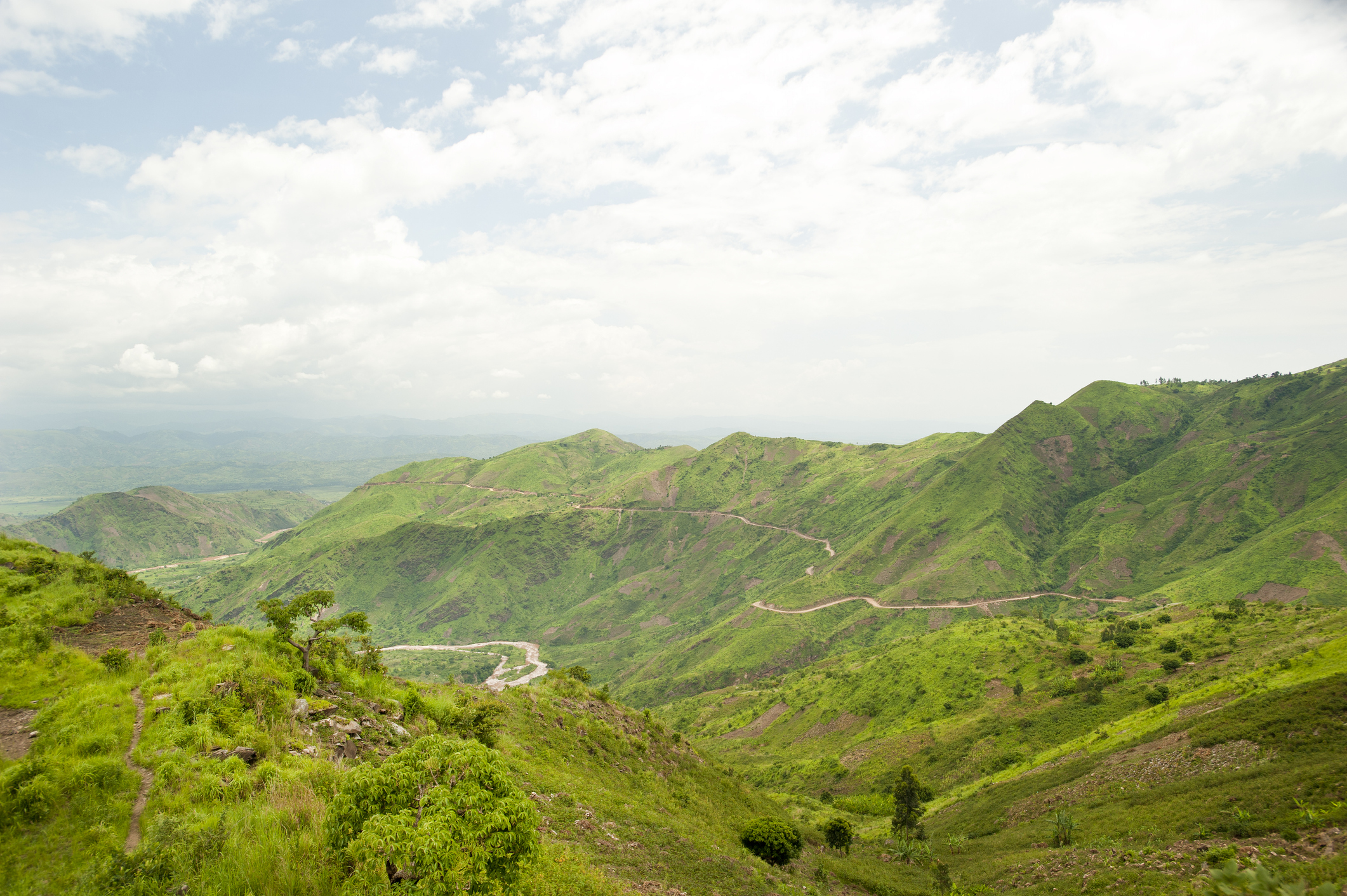 Ruzizi River in the green hills of Burundi