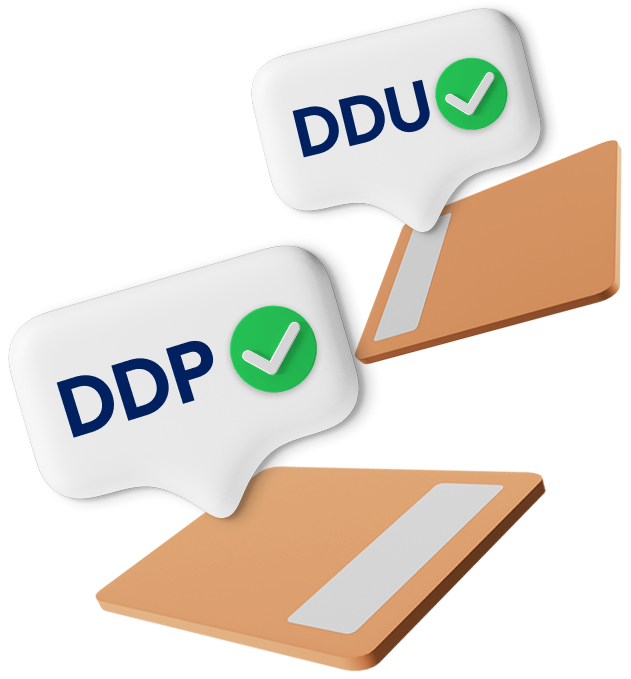 2 Letters with DDP and DDU labels
