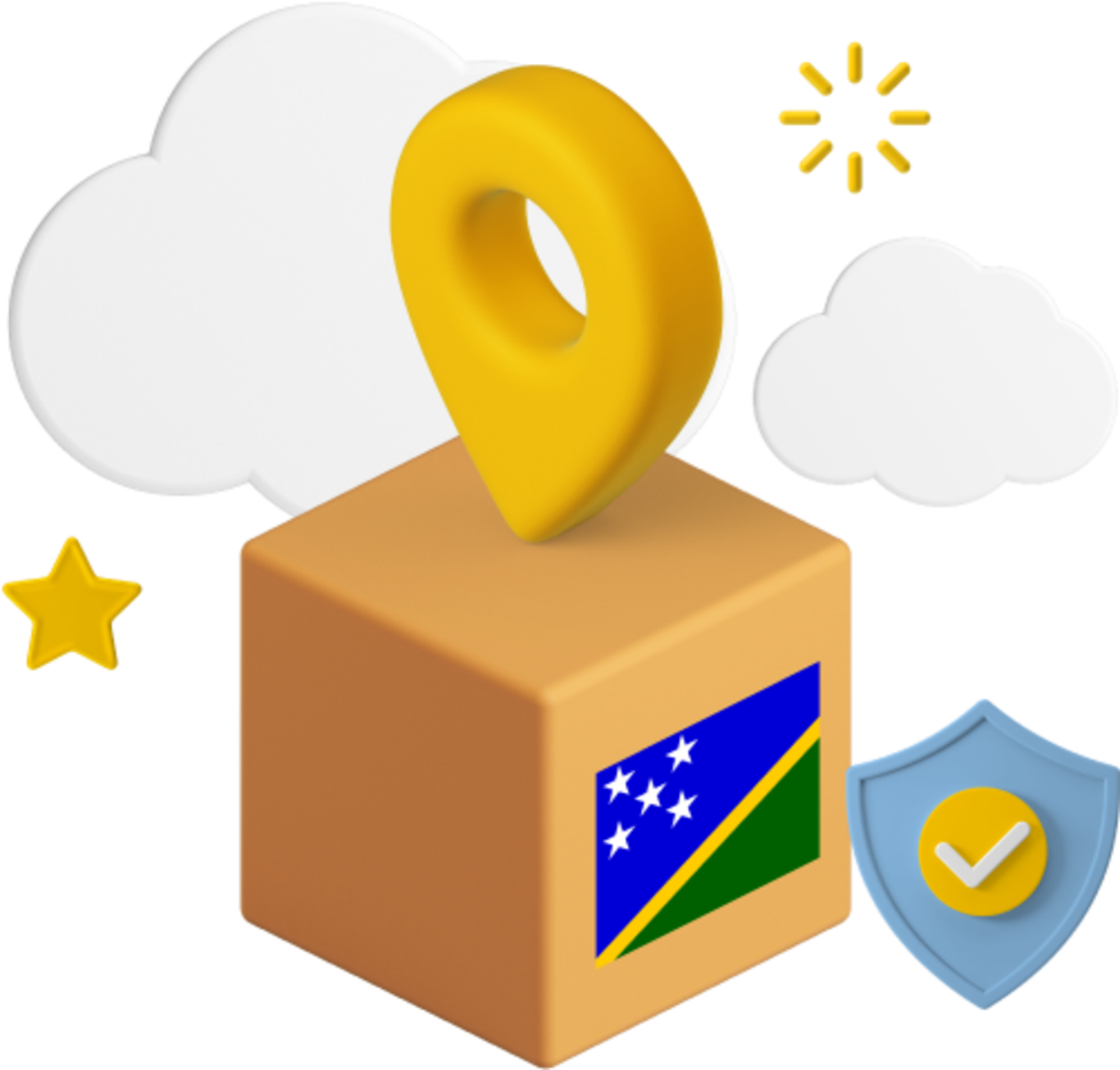 Solomon Islands flag on parcel box graphic