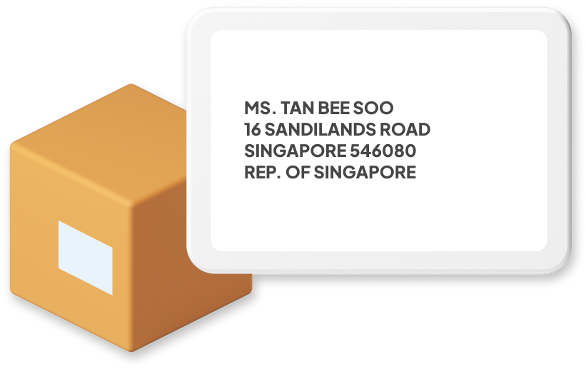Singapore Parcel with Address