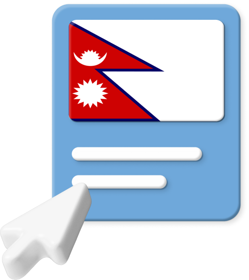Nepal flag in box graphic with cursor