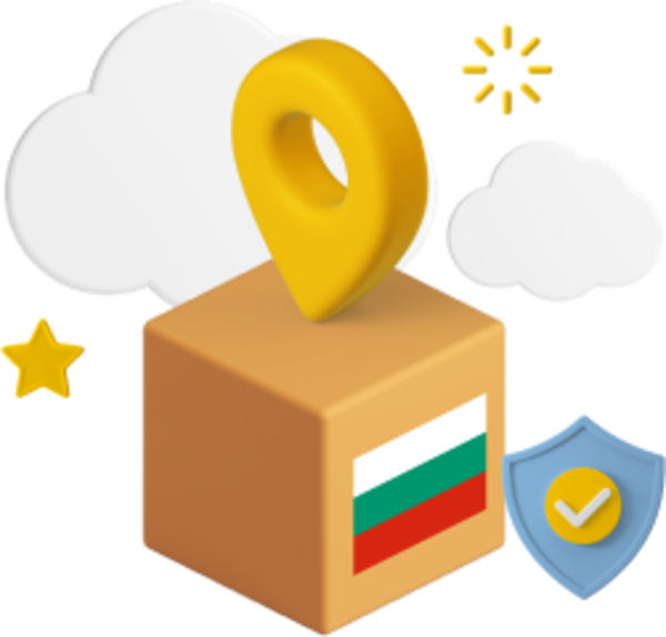 Box with Bulgarian flag on