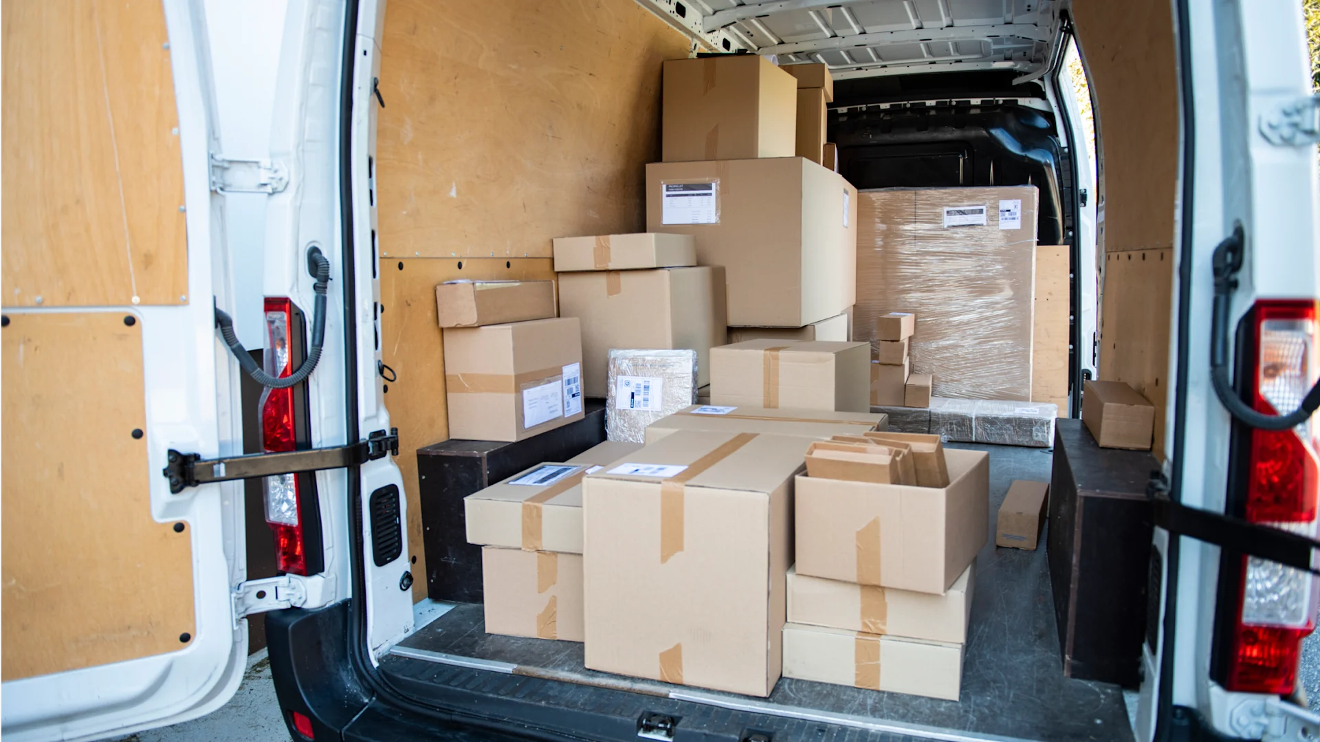 Landmark courier parcels in van