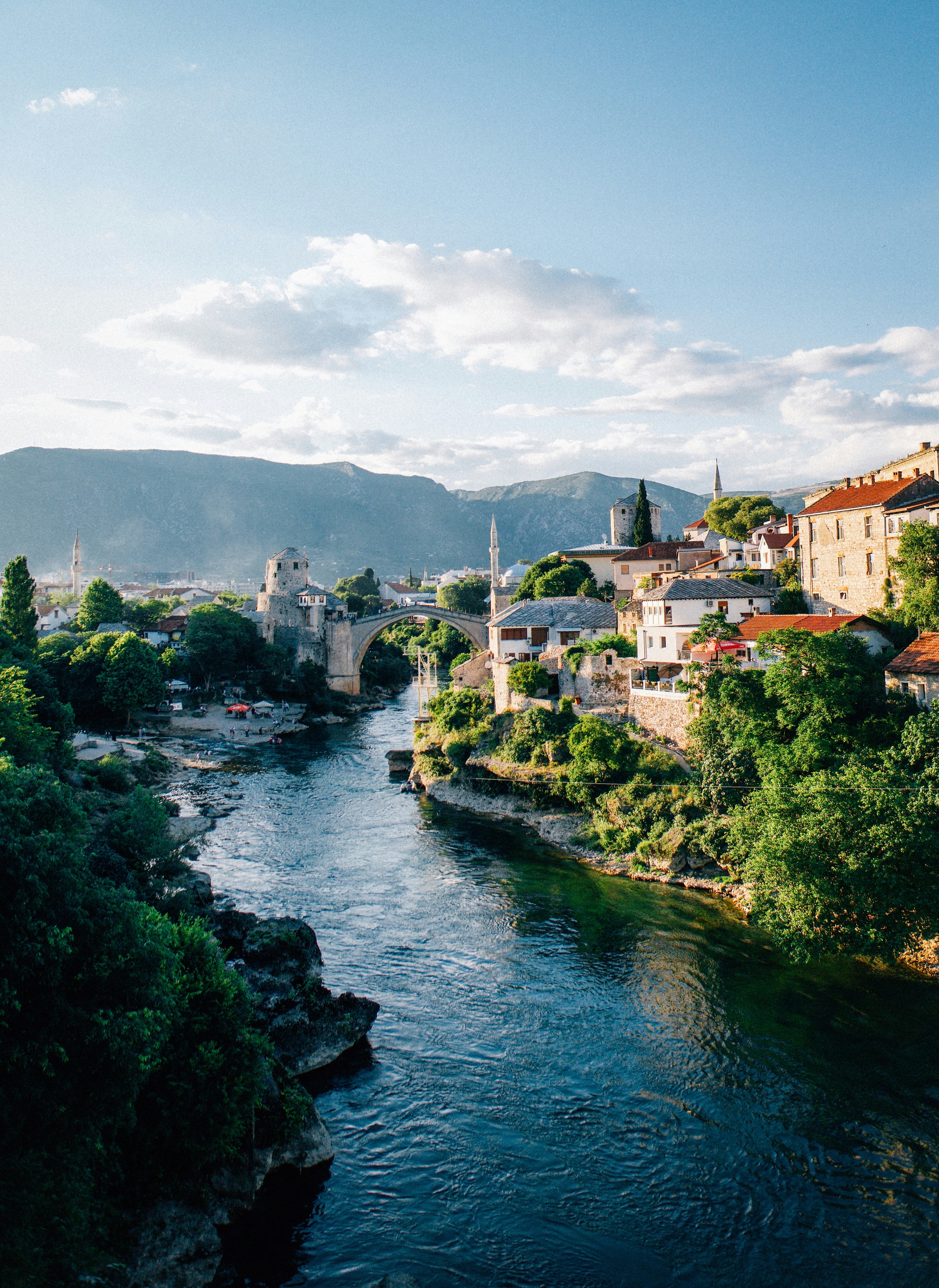 Beautiful Eastern Europe town of Mostar, Bosnia & Herzegovina with its famous Old Bridge