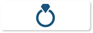 Blue animated diamond ring on white rectangle