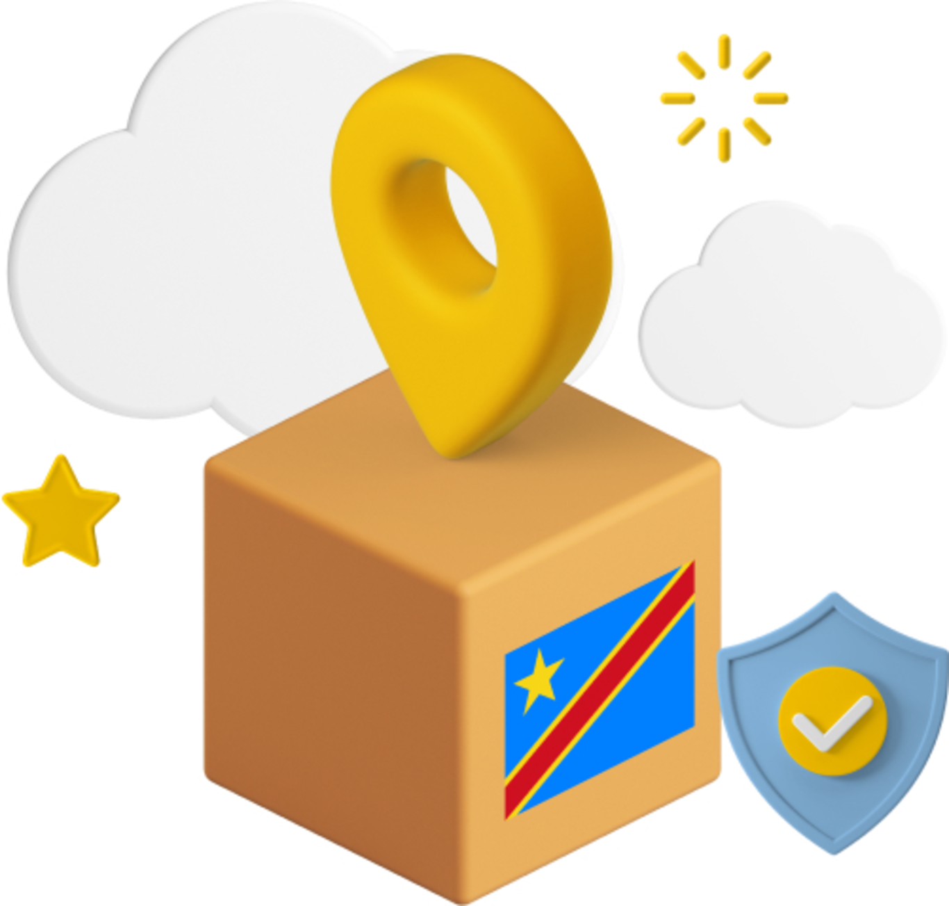 congo flag on parcel box graphic