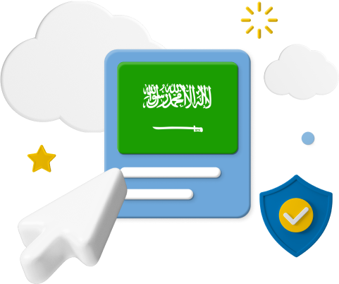 Saudi Arabia flag with cursor and icons
