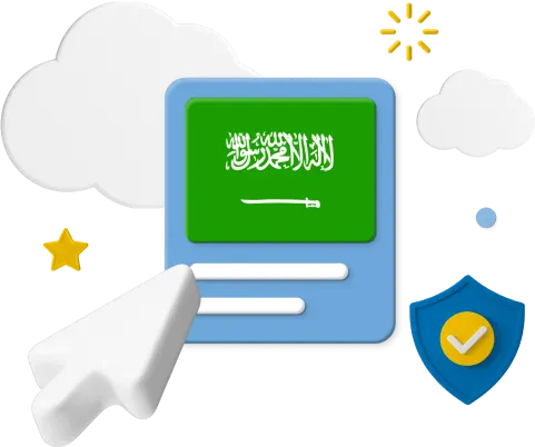 Saudi Arabia flag with cursor and icons
