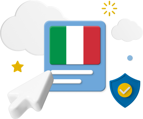 Italian flag with cursor and icons