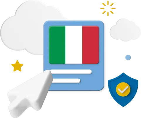Italian flag with cursor and icons