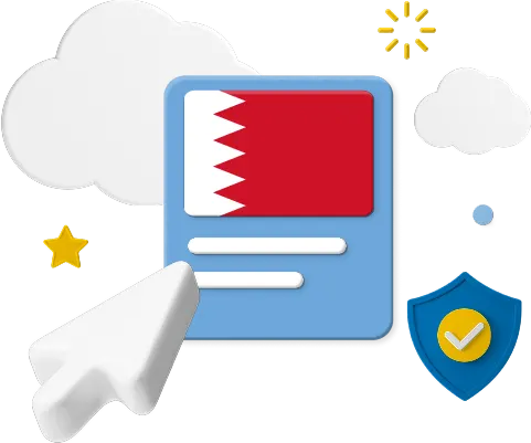 Bahrain in box with cloud and cursor graphic