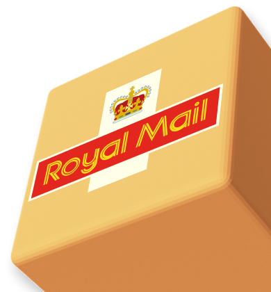 Royal Mail logo on parcel graphic
