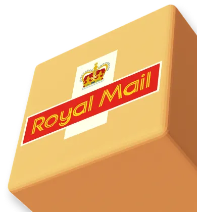 Royal Mail logo on parcel graphic